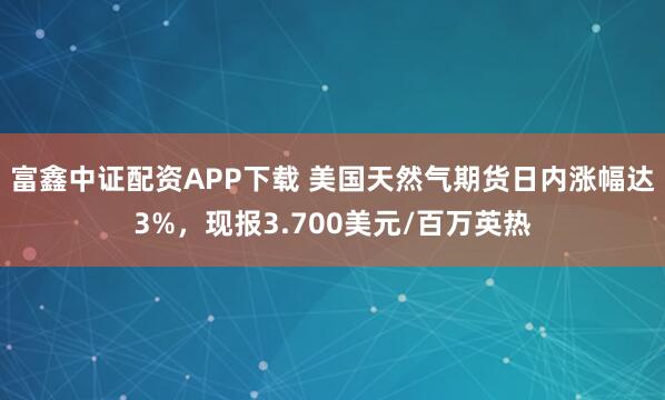 富鑫中证配资APP下载 美国天然气期货日内涨幅达3%，现报3.700美元/百万英热