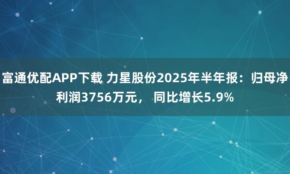 富通优配APP下载 力星股份2025年半年报：归母净利润3756万元， 同比增长5.9%